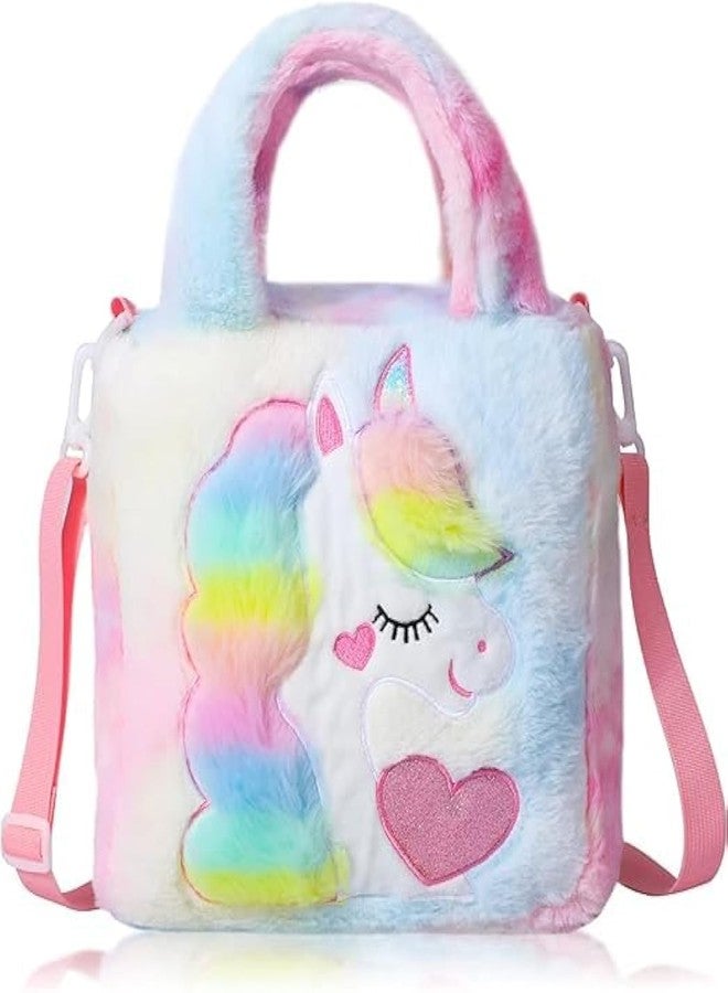 Keetly Unicorn Plush Handbag For Girls || Shoulder Bag with Adjustable Shoulder Strap || Handbags for Toddler, Little Girl || Unicorn Beautiful Bag (Pc1, Multi) - Image 1